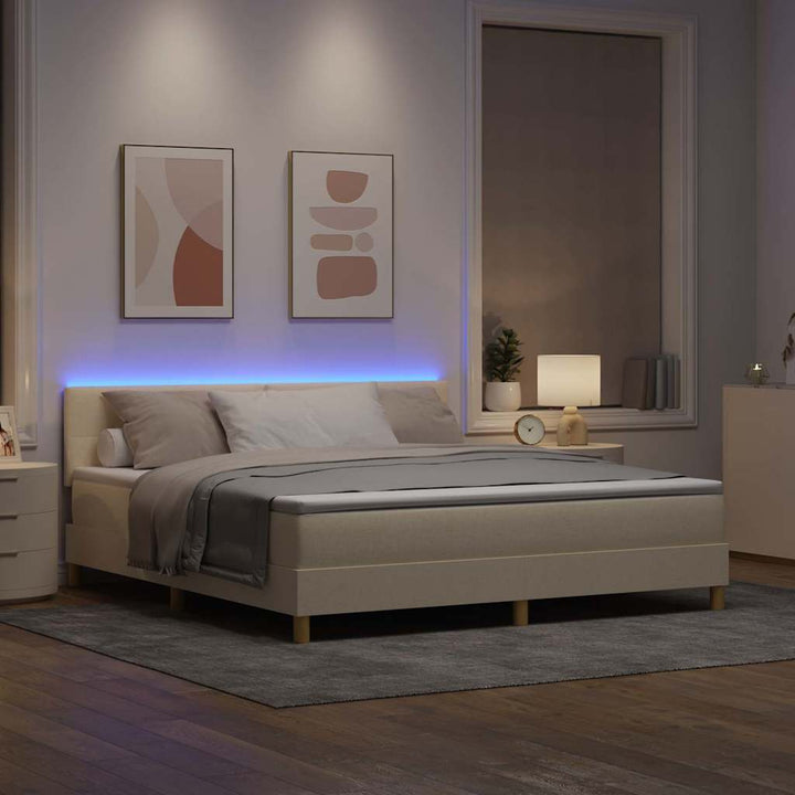 Led Box Säng Med Led-Ljusslingor Tyg