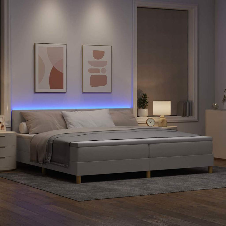 Led Box Säng Med Kudde Med Huvudgavel Tyg