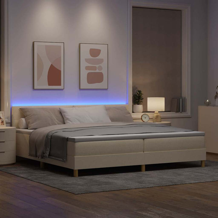 Led Box Säng Med Kudde Med Huvudgavel Tyg