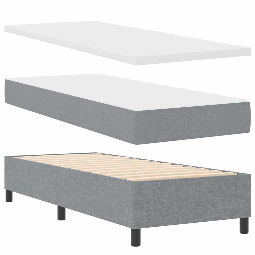 Bäddfjäder Med Madrass Med Led Ljusgrå 100 X 200 Cm Tyg