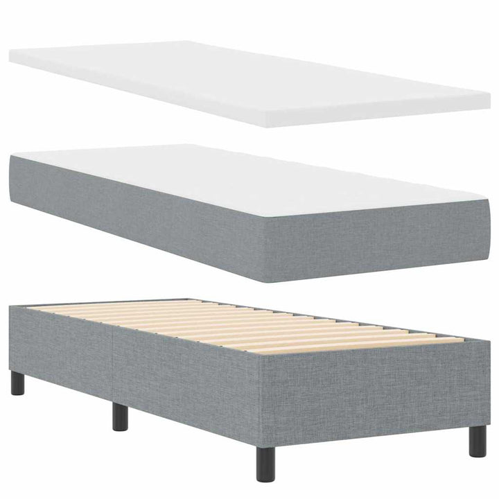Bäddfjäder Med Madrass Med Led Ljusgrå 100 X 200 Cm Tyg