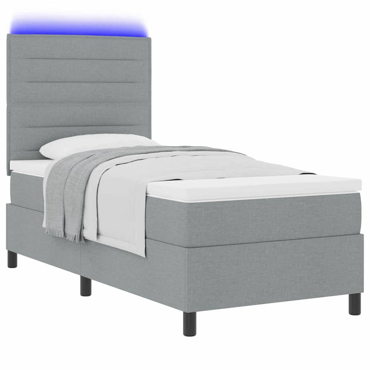 Bäddfjäder Med Madrass Med Led Ljusgrå 100 X 200 Cm Tyg