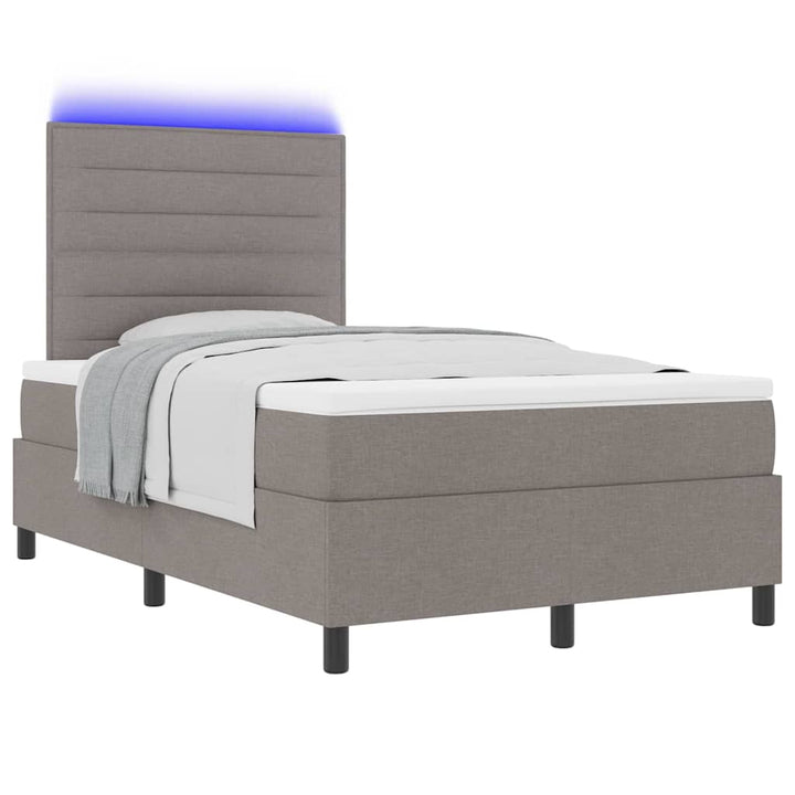 Bäddfjäder Med Madrass Med Led Taupe 120 X 190 Cm Tyg