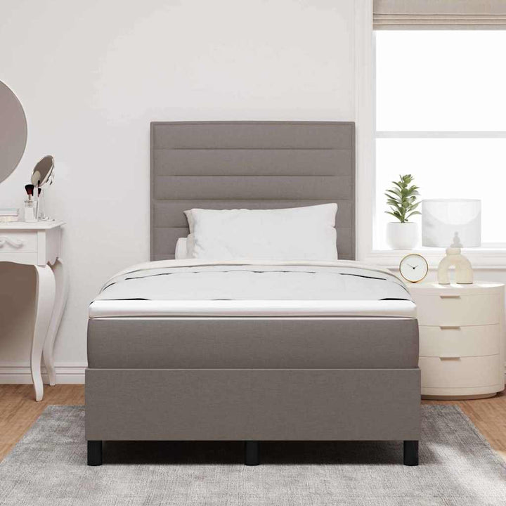 Bäddfjäder Med Madrass Med Led Taupe 120 X 200 Cm Tyg