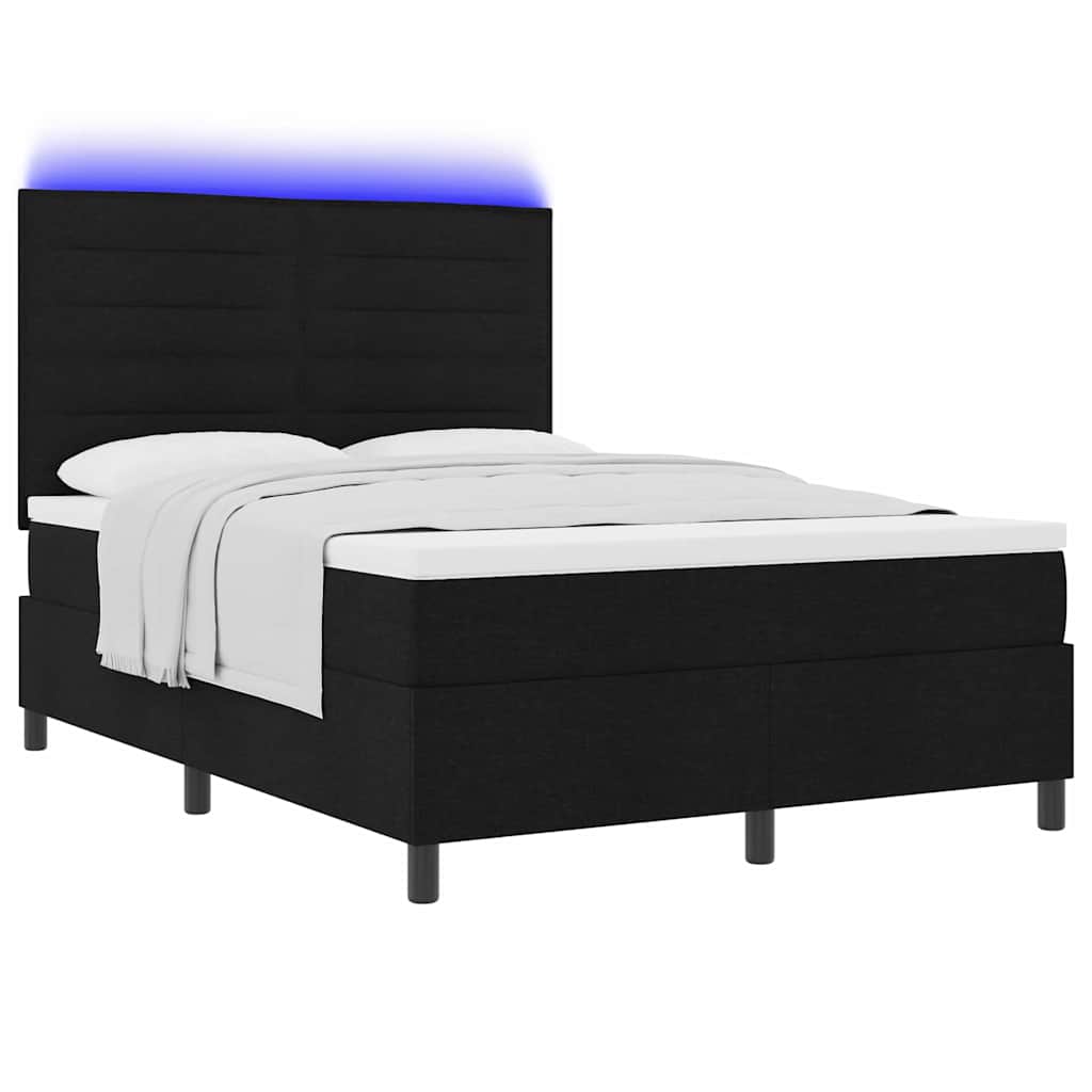 Bäddfjäder Med Madrass Med Led Svart 140 X 190 Cm Tyg