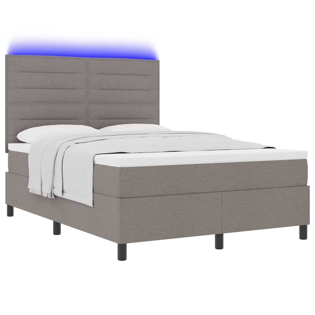 Bäddfjäder Med Madrass Med Led Taupe 140 X 190 Cm Tyg