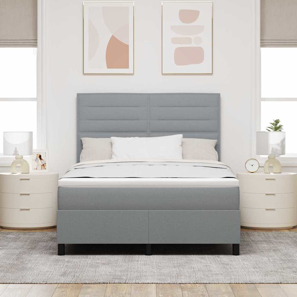 Bäddfjäder Med Madrass Med Led Ljusgrå 140 X 200 Cm Tyg