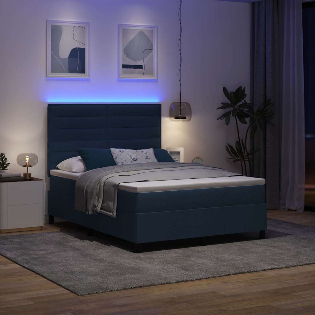 Bäddfjäder Med Madrass Med Led Blå 140 X 200 Cm Tyg