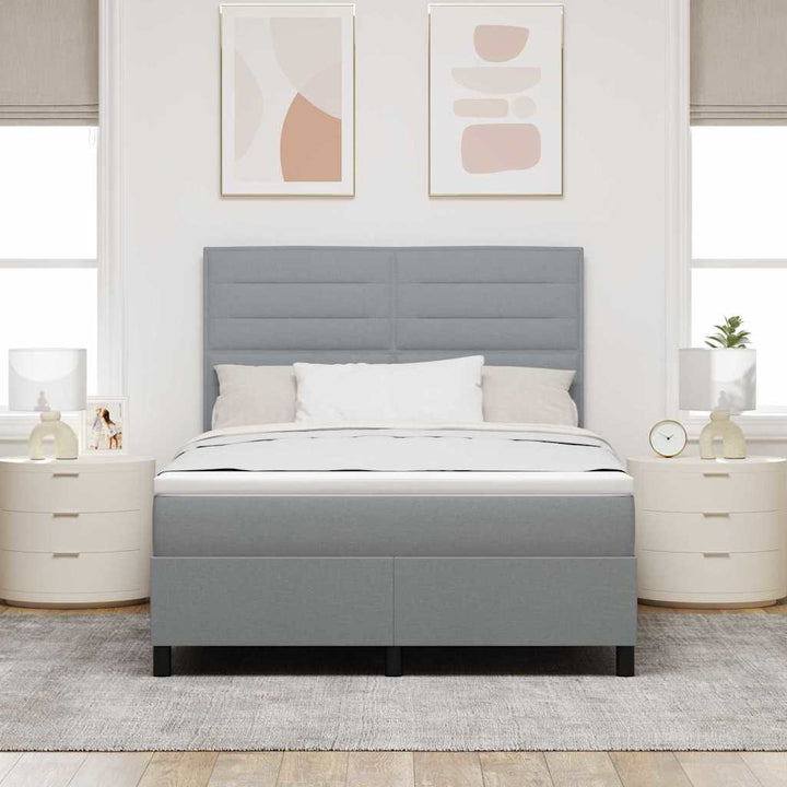 Bäddfjäder Med Madrass Med Led Ljusgrå 160 X 200 Cm Tyg