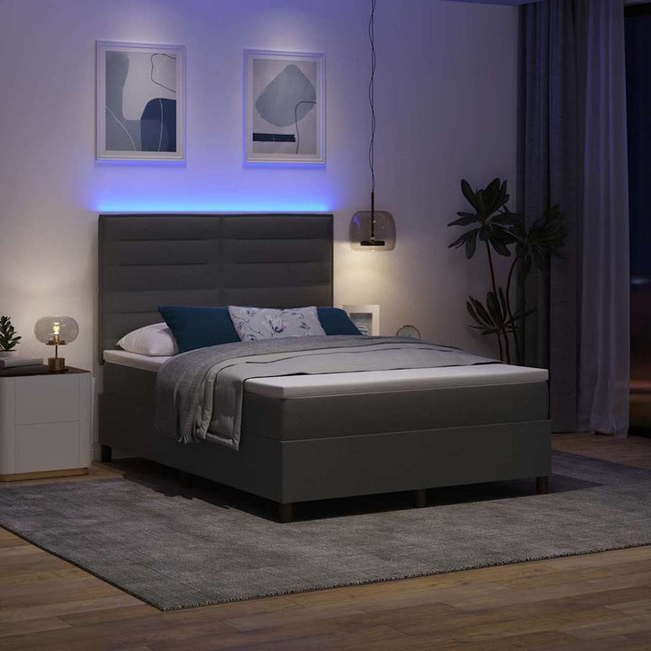 Bäddfjäder Med Madrass Med Led Mörkgrå 160 X 200 Cm Tyg