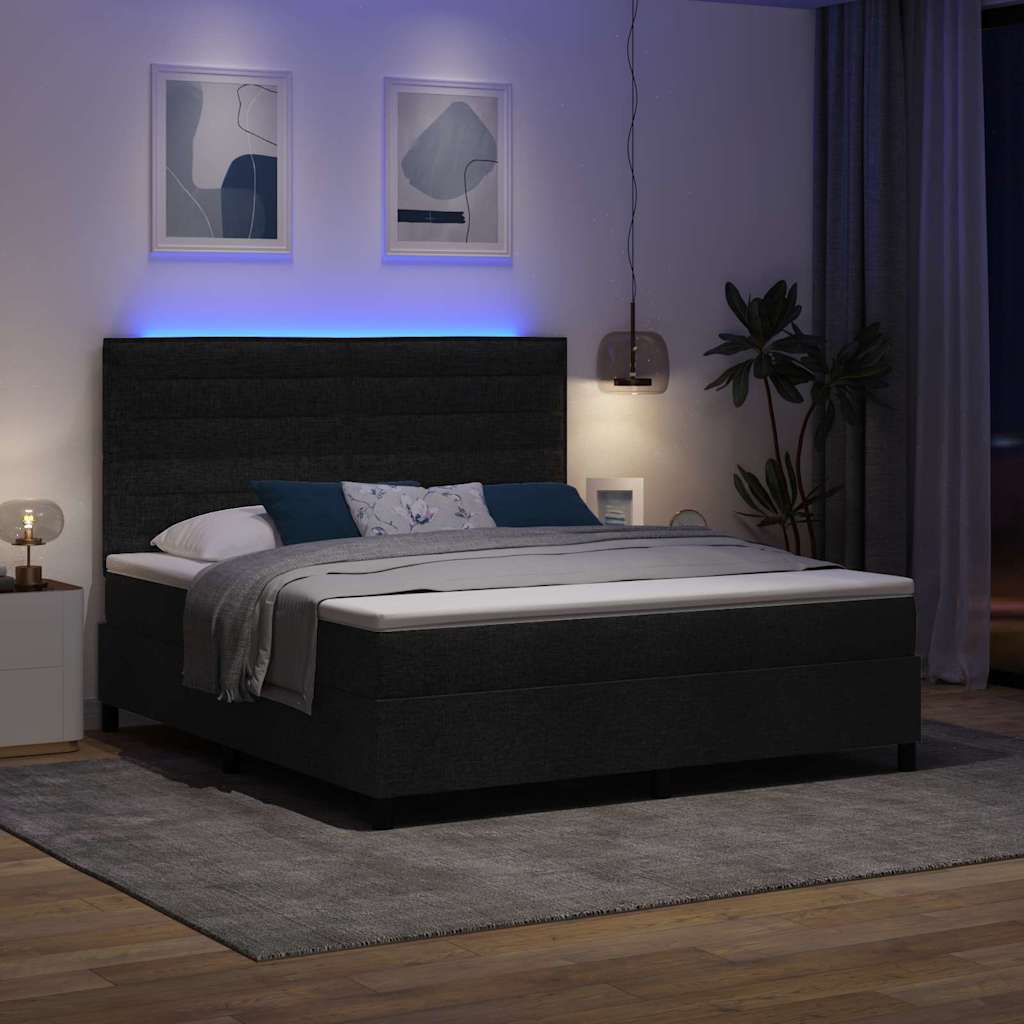 Bäddfjäder Med Madrass Med Led Svart 180 X 200 Cm Tyg