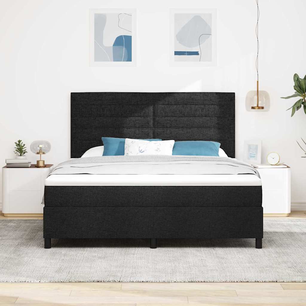 Bäddfjäder Med Madrass Med Led Svart 180 X 200 Cm Tyg