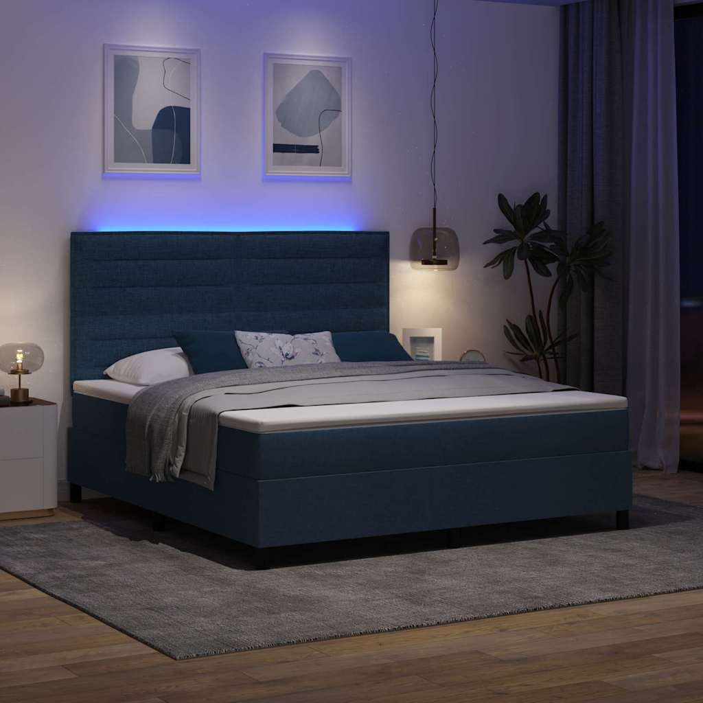 Bäddfjäder Med Madrass Med Led Blå 180 X 200 Cm Tyg