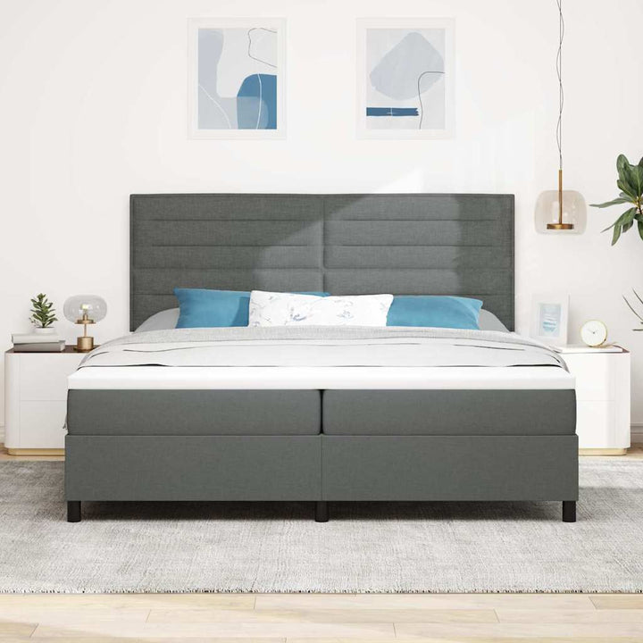 Bäddfjäder Med Madrass Med Led Mörkgrå 200 X 200 Cm Tyg