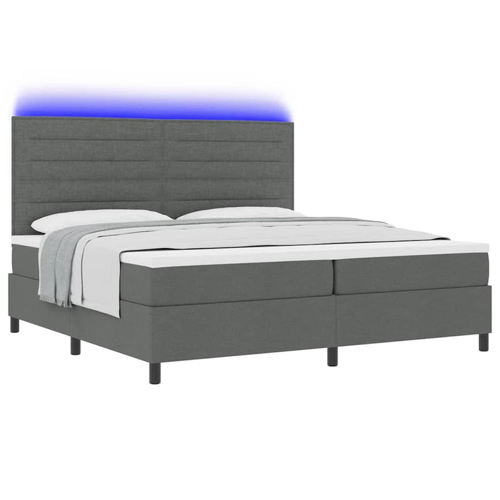 Bäddfjäder Med Madrass Med Led Mörkgrå 200 X 200 Cm Tyg