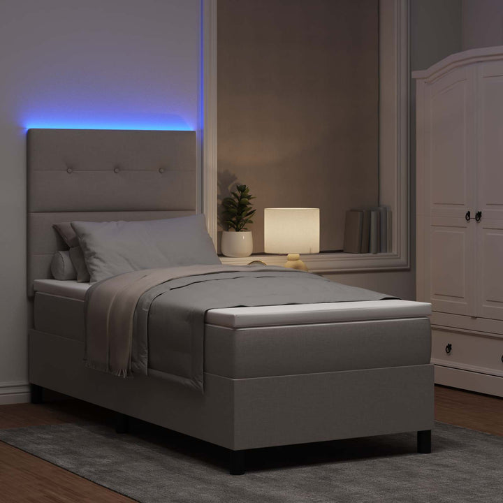 Bäddfjäder Med Madrass Med Led Taupe 90 X 190 Cm Tyg
