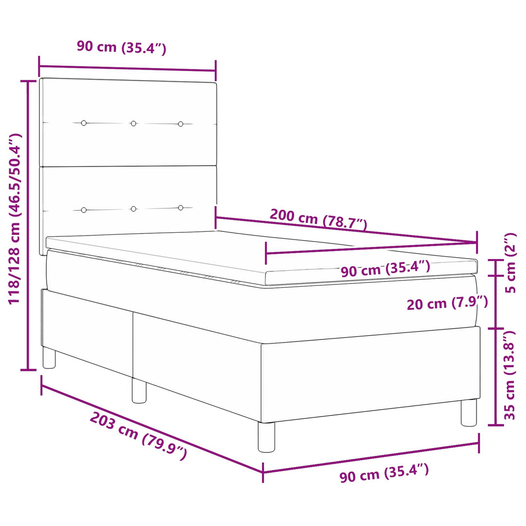 Bäddfjäder Med Madrass Med Led Ljusgrå 90 X 200 Cm Tyg