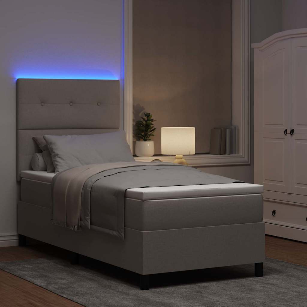 Bäddfjäder Med Madrass Med Led Taupe 90 X 200 Cm Tyg