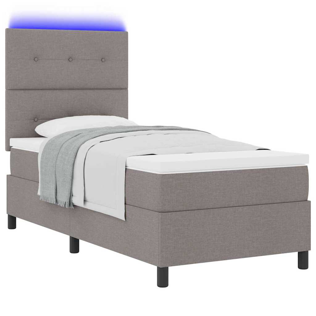 Bäddfjäder Med Madrass Med Led Taupe 90 X 200 Cm Tyg