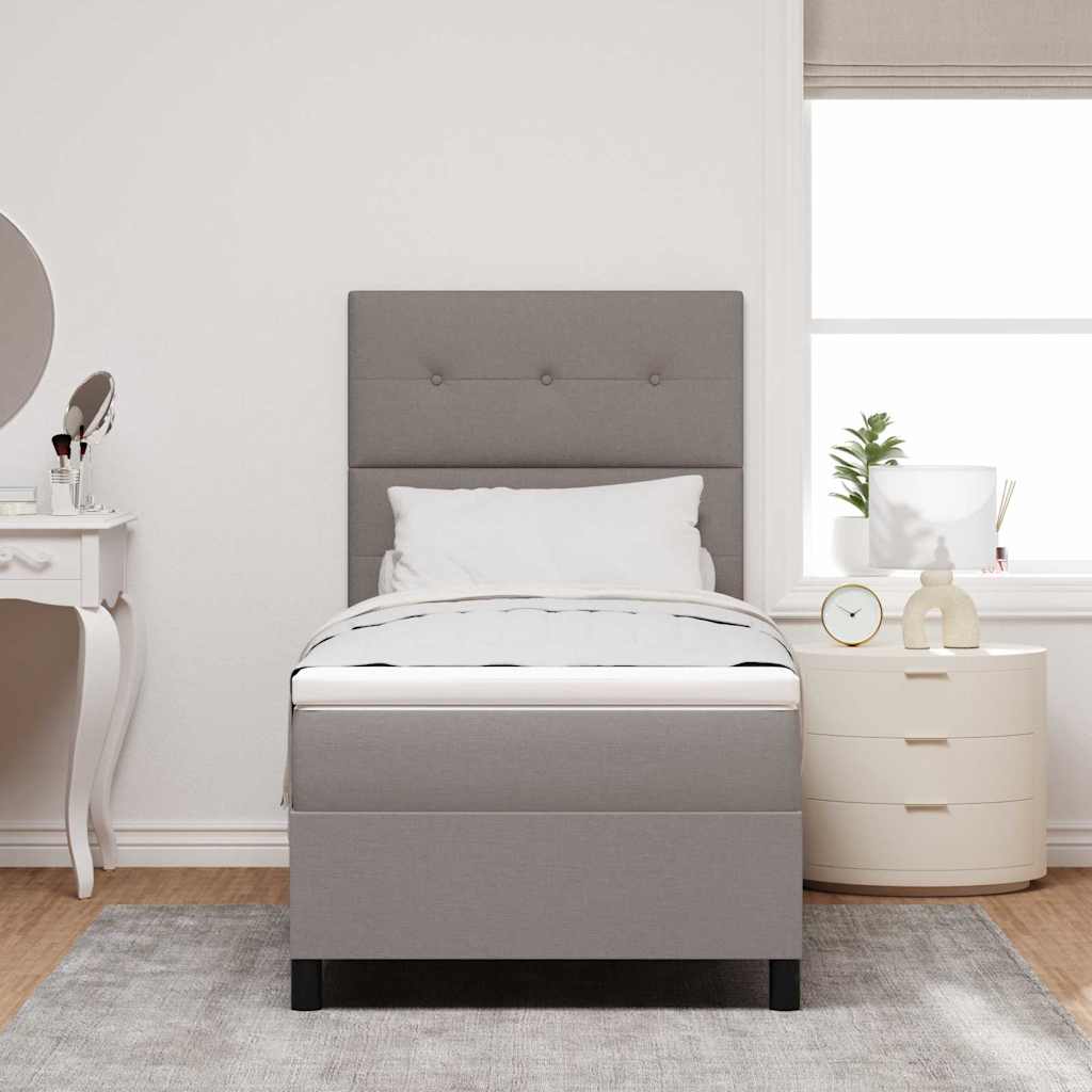Bäddfjäder Med Madrass Med Led Taupe 100 X 200 Cm Tyg