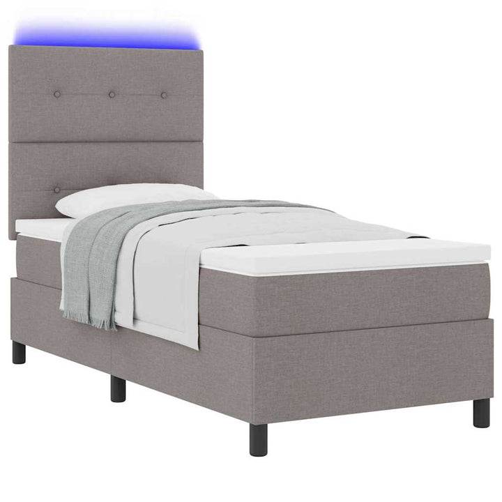 Bäddfjäder Med Madrass Med Led Taupe 100 X 200 Cm Tyg