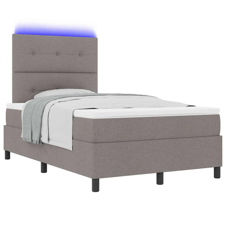 Bäddfjäder Med Madrass Med Led Taupe 120 X 190 Cm Tyg