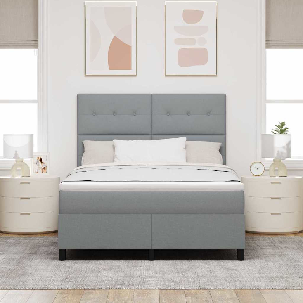 Bäddfjäder Med Madrass Med Led Ljusgrå 160 X 200 Cm Tyg