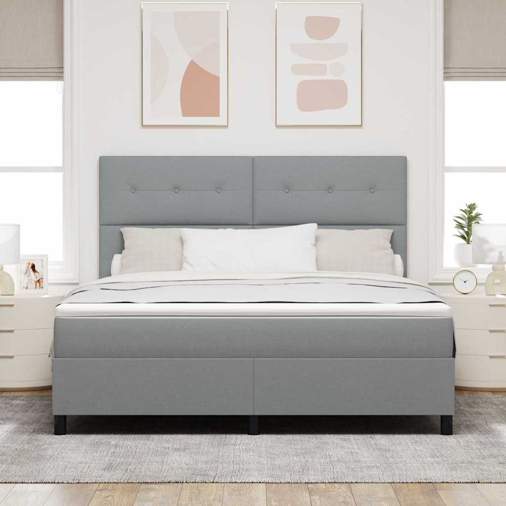 Bäddfjäder Med Madrass Med Led Ljusgrå 180 X 200 Cm Tyg