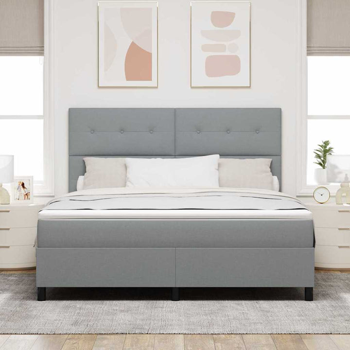 Bäddfjäder Med Madrass Med Led Ljusgrå 180 X 200 Cm Tyg