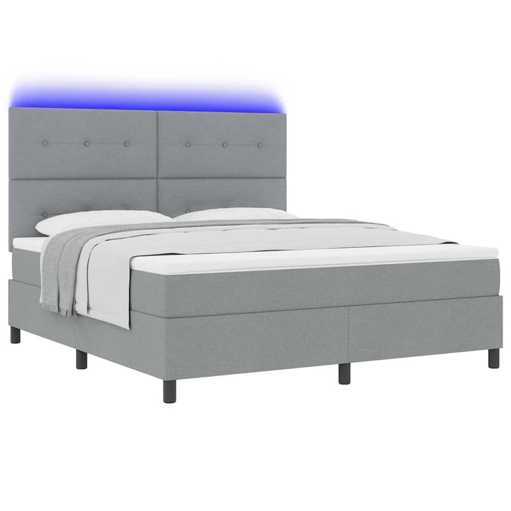 Bäddfjäder Med Madrass Med Led Ljusgrå 180 X 200 Cm Tyg
