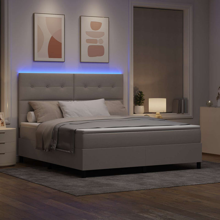 Bäddfjäder Med Madrass Med Led Taupe 180 X 200 Cm Tyg
