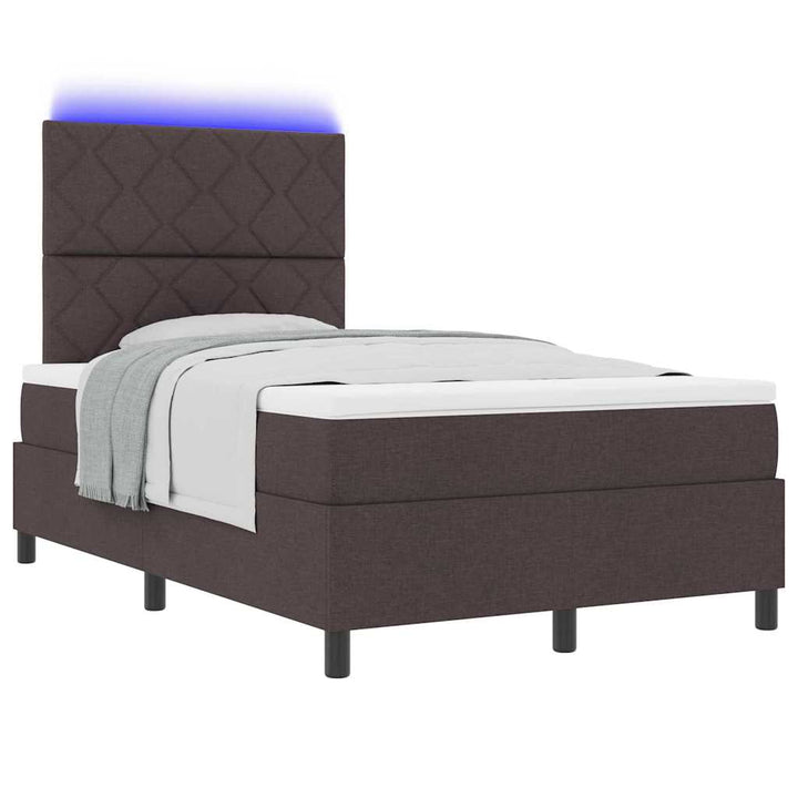 Bäddfjäder Med Madrass Med Led Mörkbrun 120 X 190 Cm Tyg