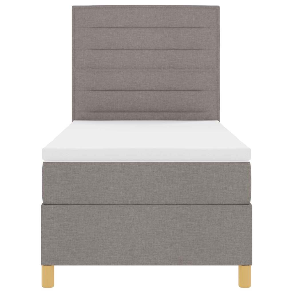 Led Box Säng Med Madrass Med Huvudgavel Taupe 100 X 200 Cm Tyg