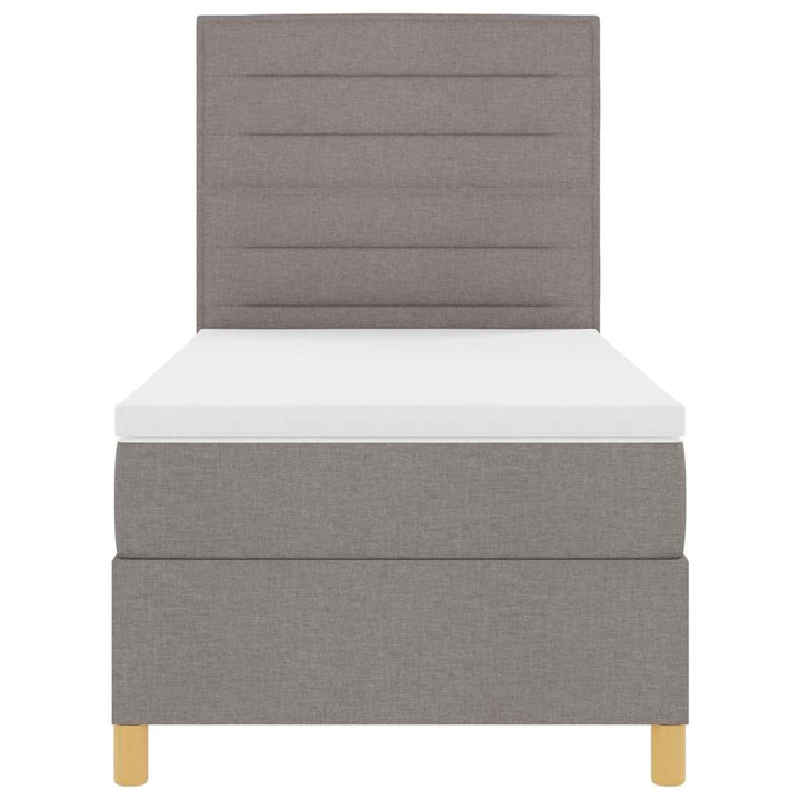 Led Box Säng Med Madrass Med Huvudgavel Taupe 100 X 200 Cm Tyg