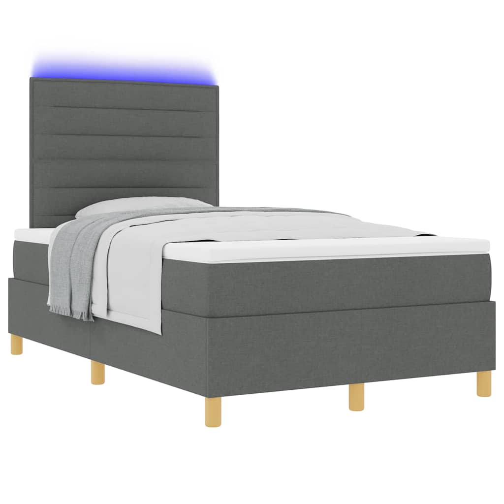 Led Box Säng Med Madrass Mörkgrå 120 X 190 Cm Tyg