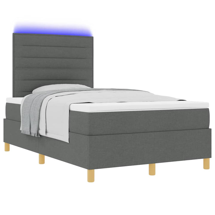 Led Box Säng Med Madrass Mörkgrå 120 X 190 Cm Tyg