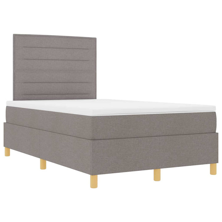 Led Box Säng Med Madrass Med Huvudgavel Taupe 120 X 190 Cm Tyg