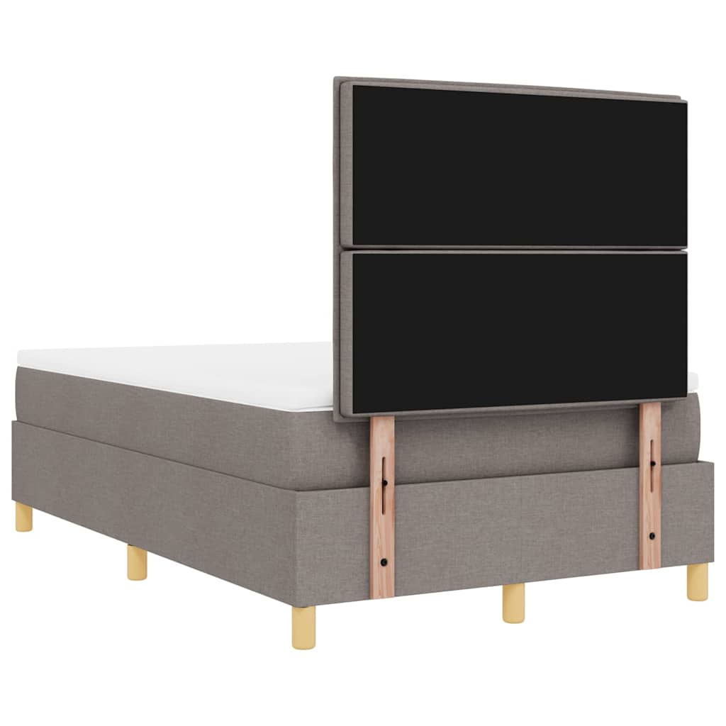 Led Box Säng Med Madrass Med Huvudgavel Taupe 120 X 190 Cm Tyg