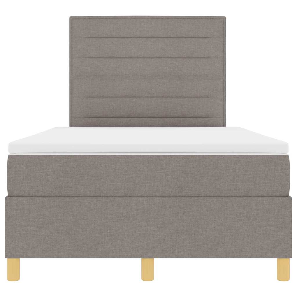 Led Box Säng Med Madrass Med Huvudgavel Taupe 120 X 190 Cm Tyg