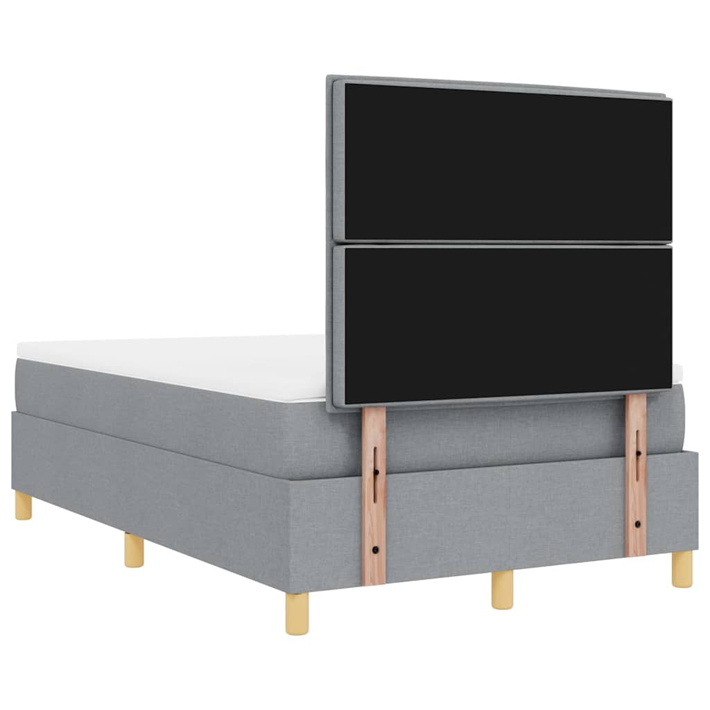Led Box Säng Med Madrass Ljusgrå 120 X 200 Cm Tyg