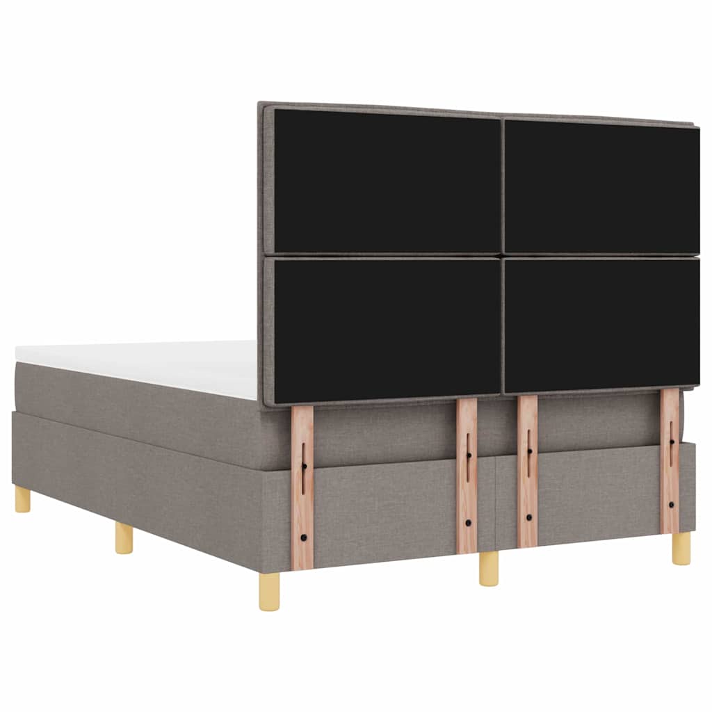 Led Box Säng Med Madrass Med Huvudgavel Taupe 140 X 190 Cm Tyg