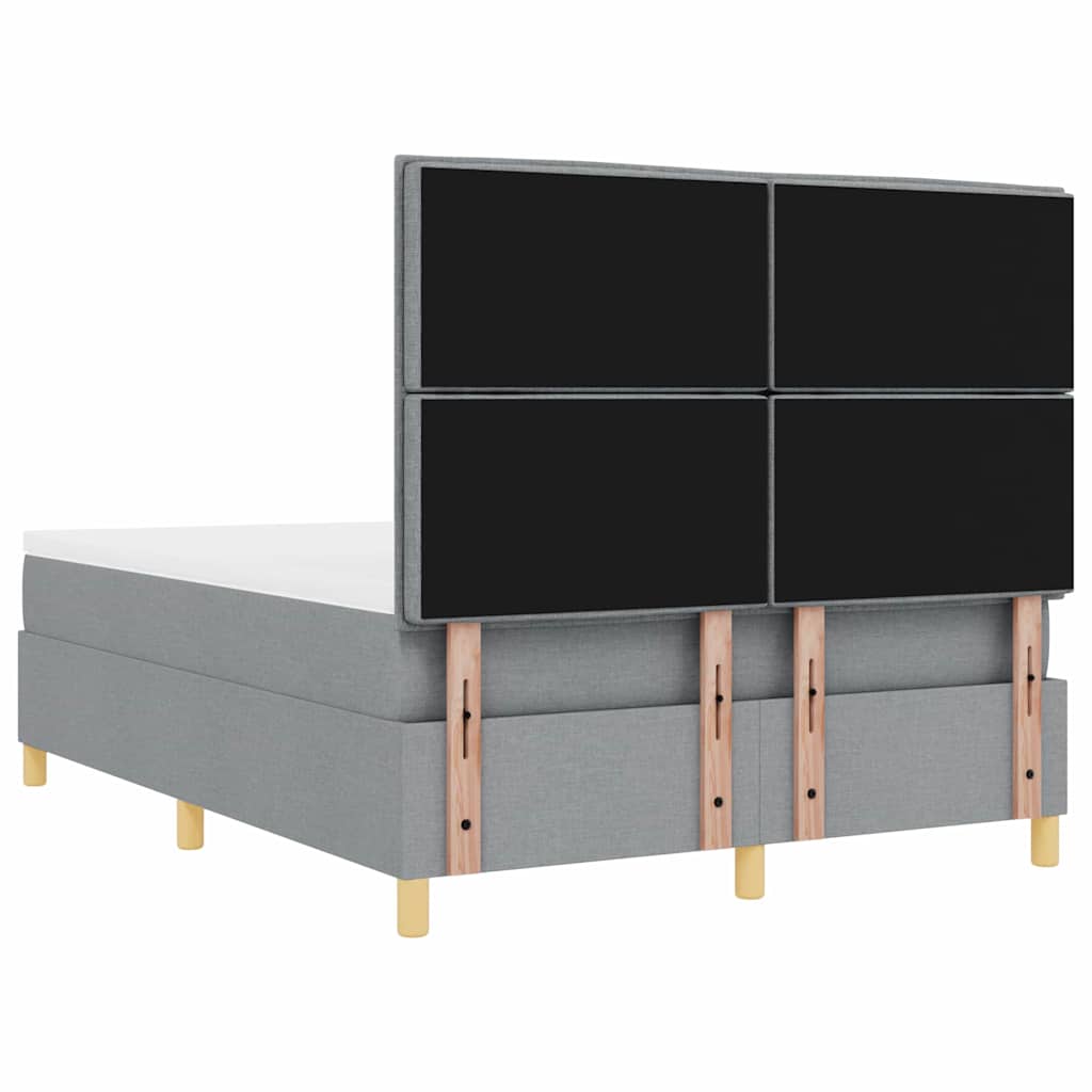 Led Box Säng Med Madrass Ljusgrå 160 X 200 Cm Tyg