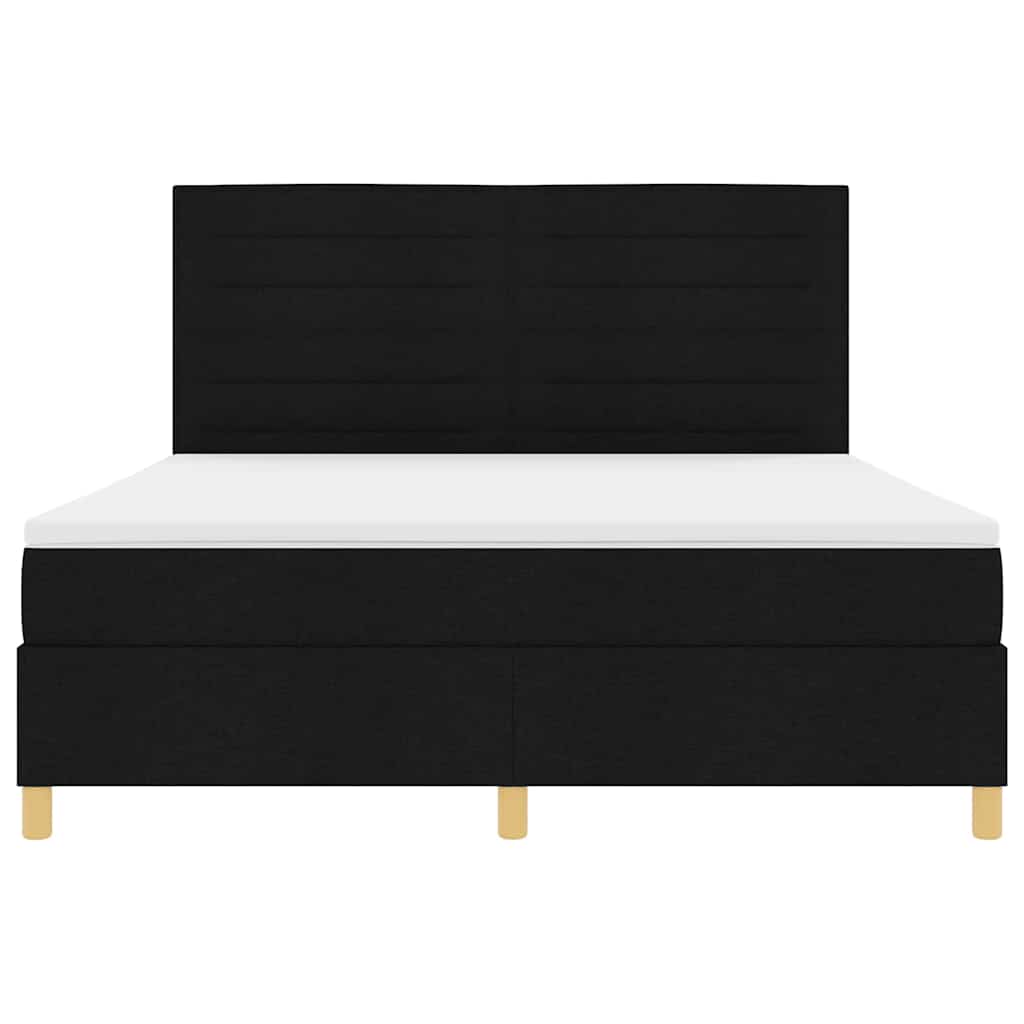 Led Box Säng Med Madrass Med Huvudgavel Svart 180 X 200 Cm Tyg