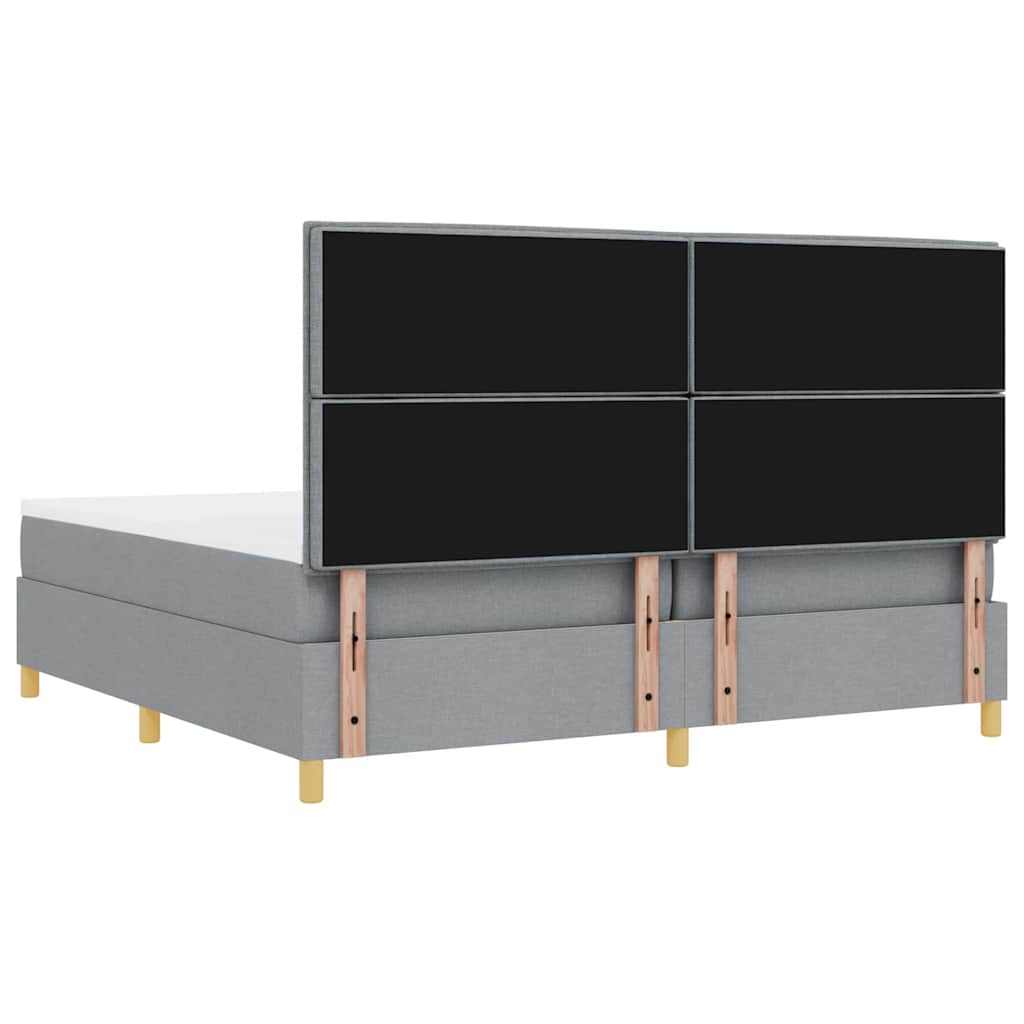Led Box Säng Med Madrass Ljusgrå 200 X 200 Cm Tyg