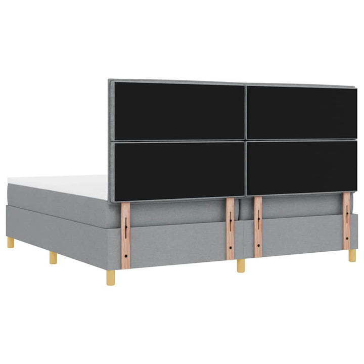 Led Box Säng Med Madrass Ljusgrå 200 X 200 Cm Tyg