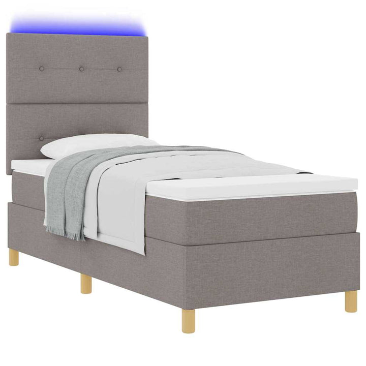 Led Box Säng Med Huvudgavel Taupe 80 X 200 Cm Tyg