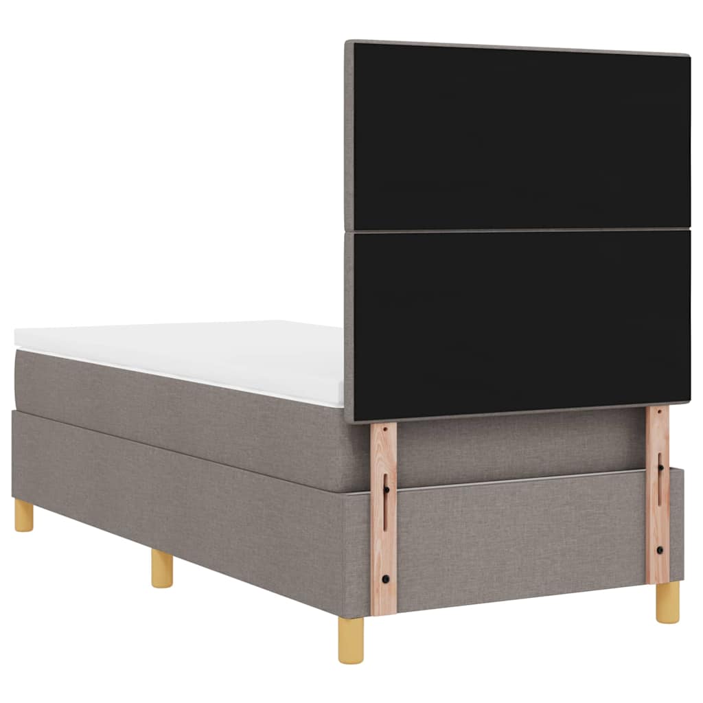Led Box Säng Med Madrass Med Huvudgavel Taupe 90 X 200 Cm Tyg