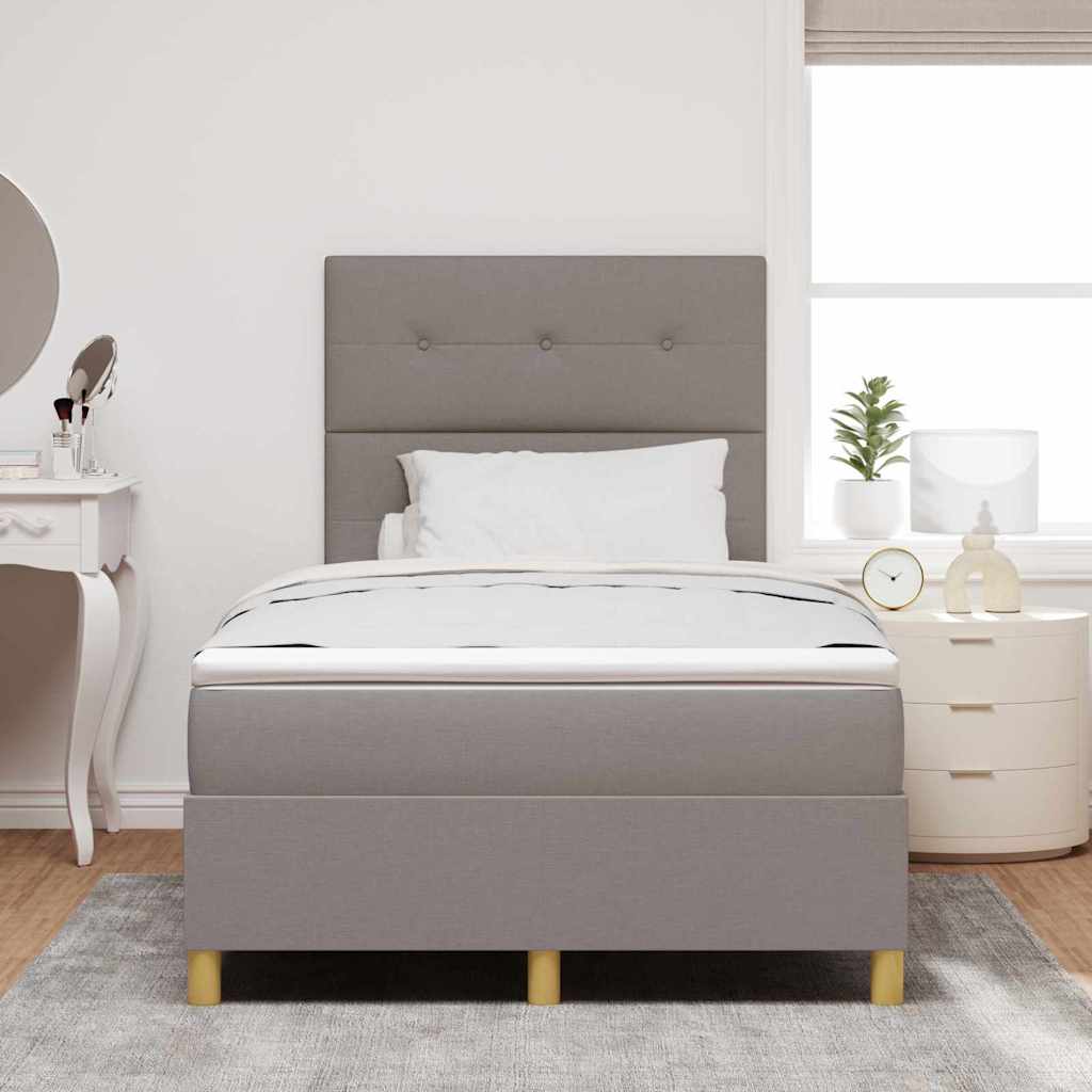 Led Box Säng Med Madrass Med Huvudgavel Taupe 120 X 190 Cm Tyg