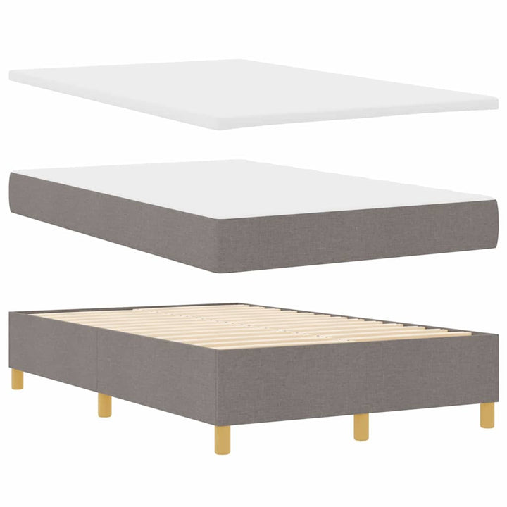 Led Box Säng Med Madrass Med Huvudgavel Taupe 120 X 190 Cm Tyg