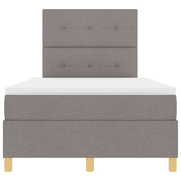 Led Box Säng Med Madrass Med Huvudgavel Taupe 120 X 190 Cm Tyg
